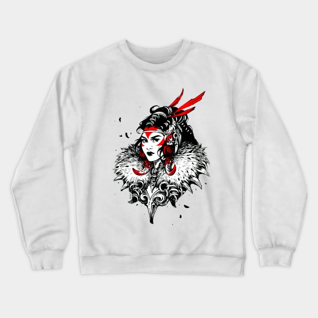 Ink Barbarian Maiden Crewneck Sweatshirt by Dimary